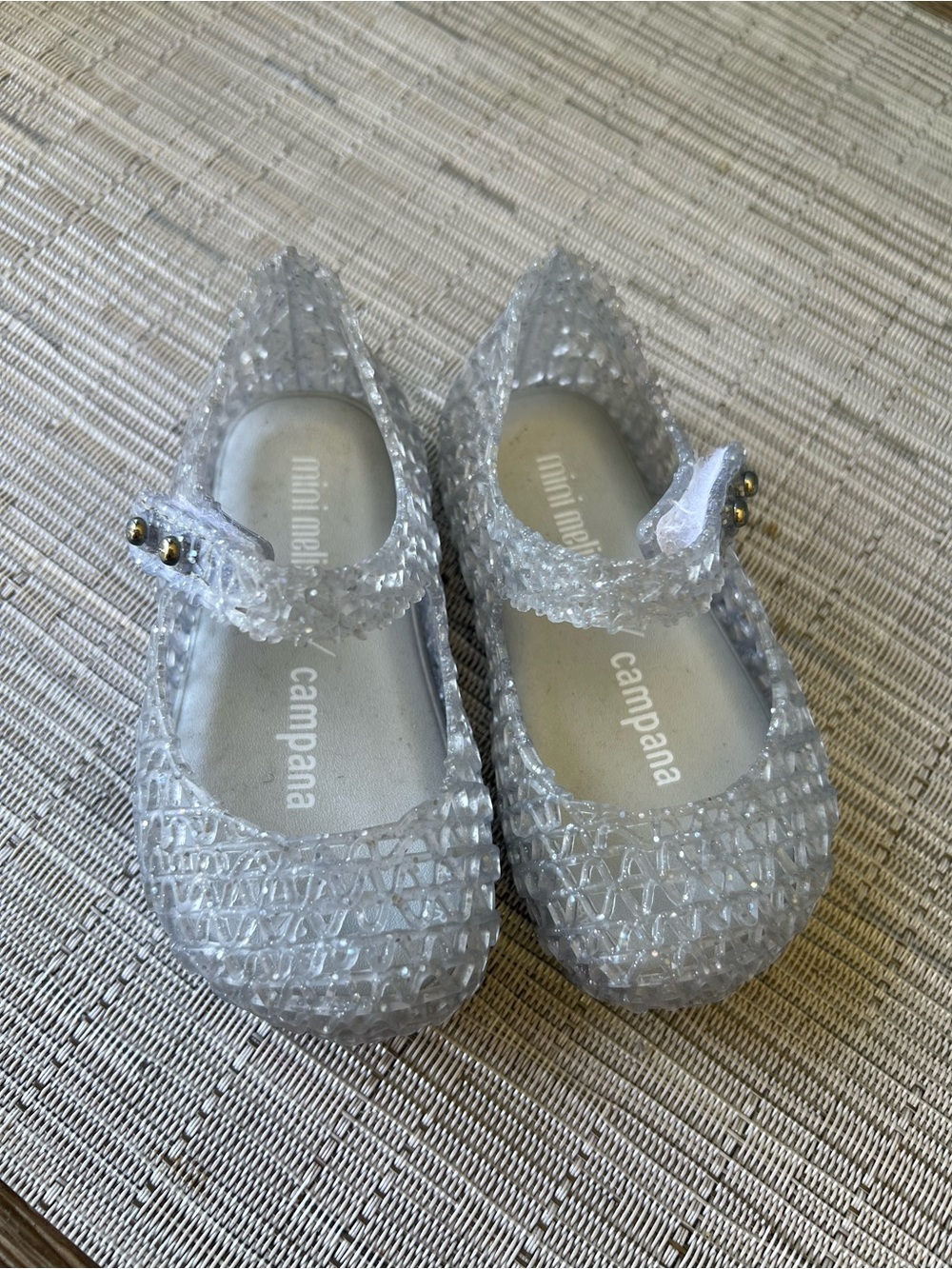 Mini Melissa Campana Toddler Clear Glitter Jelly Mary Jane Sandal Flats